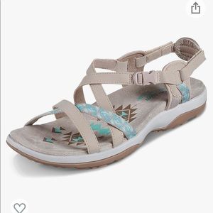 BNIB Skechers Womens Reggae Slim Vacay Sandals in Taupe, Size 7